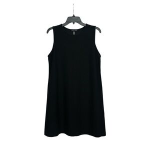 Eileen Fisher Washable Stretch Crepe Shift Dress Size Small Black Sleeveless